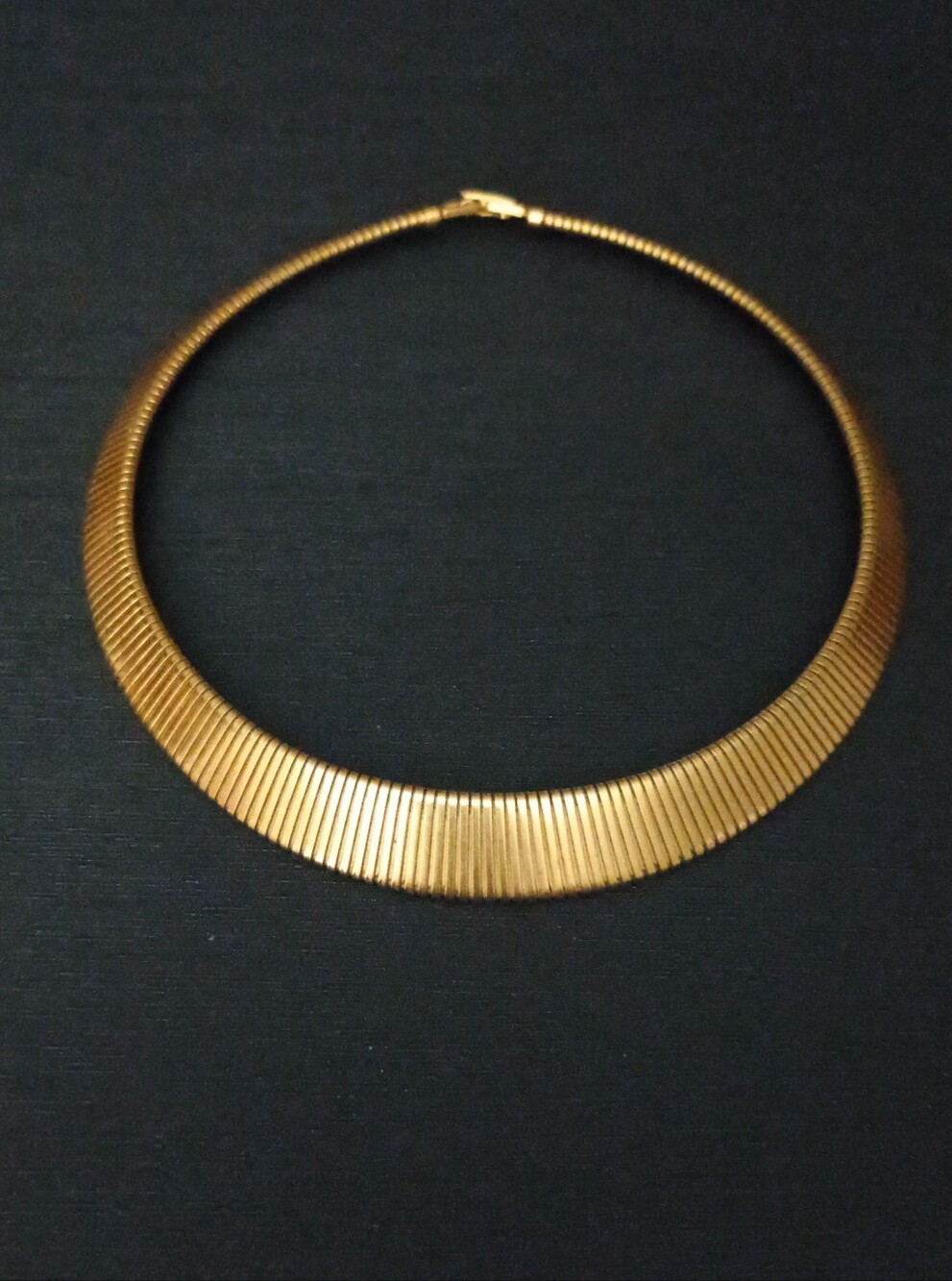 Vintage Monet Gold Ribbed Collar Necklace - Women Jewelry